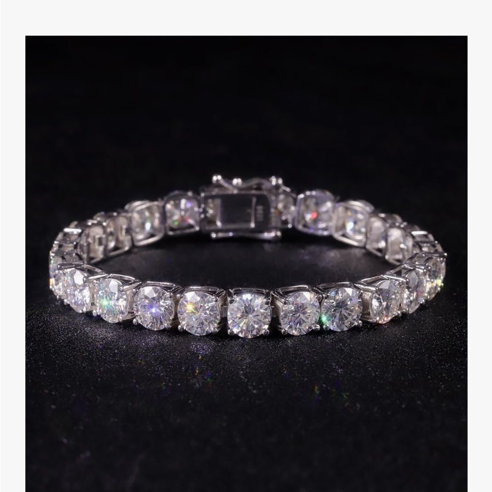 6.5MM Moissanite Diamonds Tennis Bracelet 925 Silver 14k Gold Plated VVS1 Unisex - Picture 1 of 2